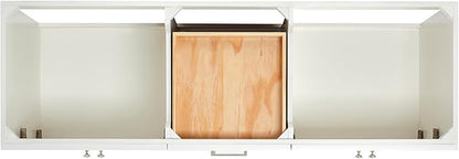 ARIEL Hamlet 66-inch Bathroom Vanity with Sink,Solid Wood, 1.5-inch Carrara White Quartz Countertop & Backsplash, Double Rectangular Porcelain Sink, 4 Soft Closing Doors, 3 Dovetail Drawers, White