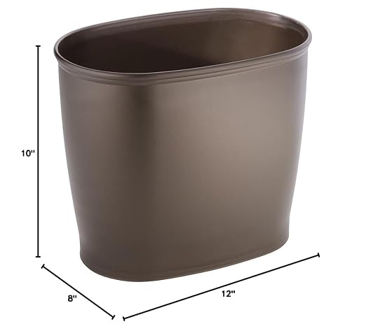 iDesign Slim Plastic Bathroom Trash Can, Small Garbage Bin for Bedroom, Office, Desk, Dorm, Bronze (Pack of 2)