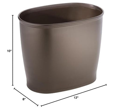 iDesign Slim Plastic Bathroom Trash Can, Small Garbage Bin for Bedroom, Office, Desk, Dorm, Bronze (Pack of 2)