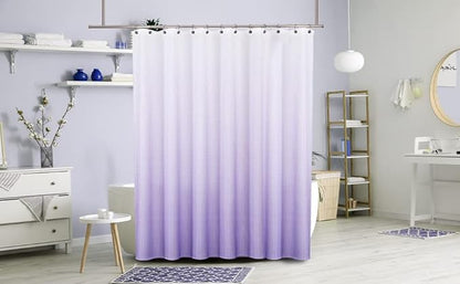 WEST LAKE Ombre Shower Curtain Lavendar Waffle Weave Microfiber Decorative No Hook Fabric Shower Curtain with Grommet Waterproof Machine Washable,Gradient White to Purple 70" Wx72 L