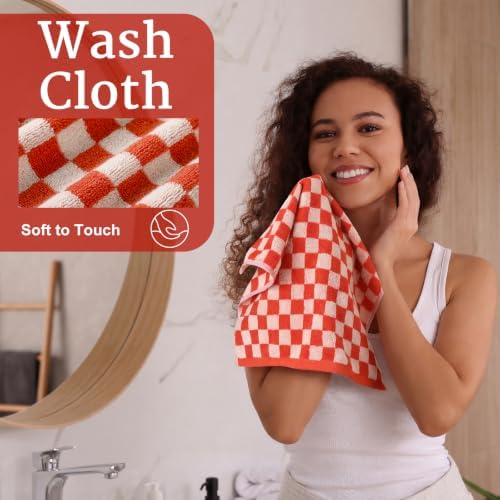 Hahafelt Decorative Bathroom Towel Set,Colorful,Checkered