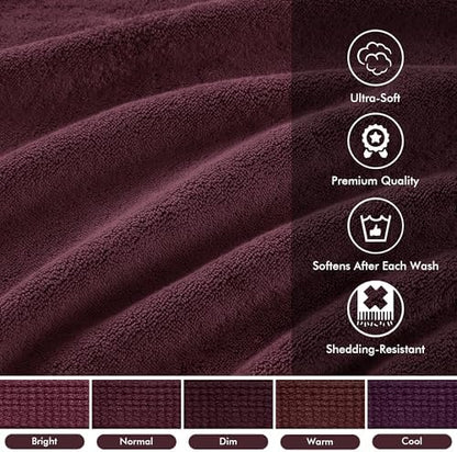 Madison Park 800GSM 100% Cotton Bathroom Bath Towel Set of 8, Burgundy