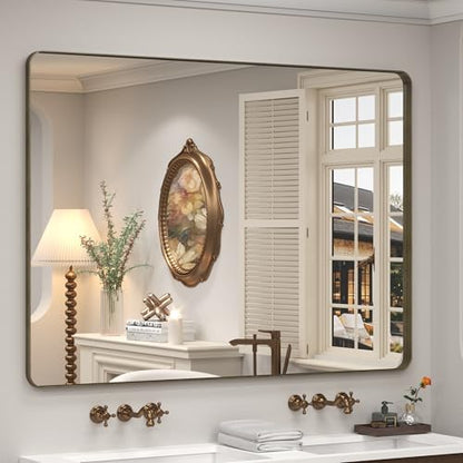 48x36 Inch Bronze Framed Mirror for Wall