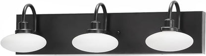 3-Light Matt Black Bathroom Vanity Light Fixture, LED Wall Sconce Over Mirror,Modern Vanity Light with Selectable Tempreture 3000K-6000K,Dimmable Mirror Light for Bathroom,Hallway, Cloakroom