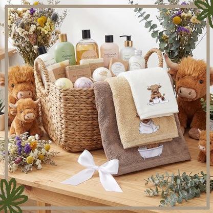 Peryiter 3 Pack Highland Cow Decorative Bath Towel Set
