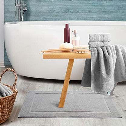 Hearth & Harbor Bath Mat Towels - 100% Ring Spun Cotton Luxury Bath Mat Floor Towels - Ultra Soft & Highly Absorbent Bath Towels Set of 4 - Gray