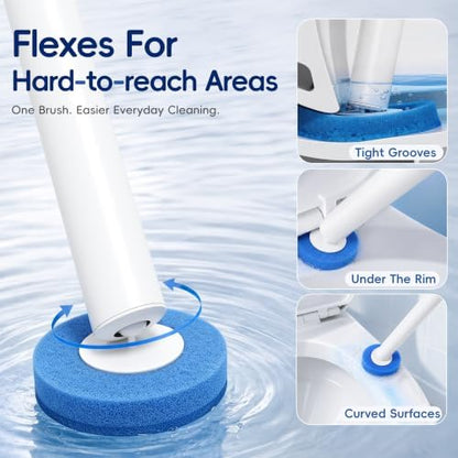 Disposable Toilet Brush Wand System, Toilet Bowl Cleaning Wand Kit with Disposable Refill Heads and Press Button Handle, for Daily Bathroom Cleaning Storage Box Set 1 Wand and 21 Refill Heads