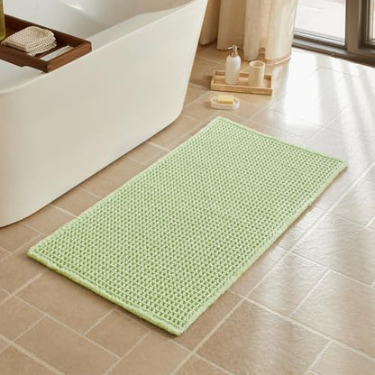 Triohero Waffle Bath Mat, Boho Bathroom Rugs Non Slip Washable, Ultra Soft Super Absorbent Quick Dry Farmhouse Bathroom Decor, 24" x 48", Pale Green