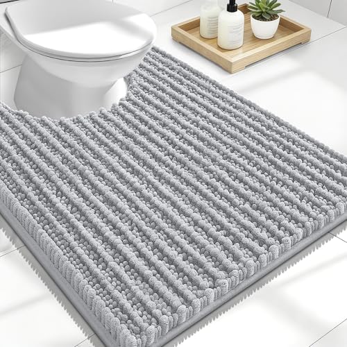 OLANLY U-Shaped Toilet Rug 24x20, Thick Soft Absorbent Chenille Contour Rug