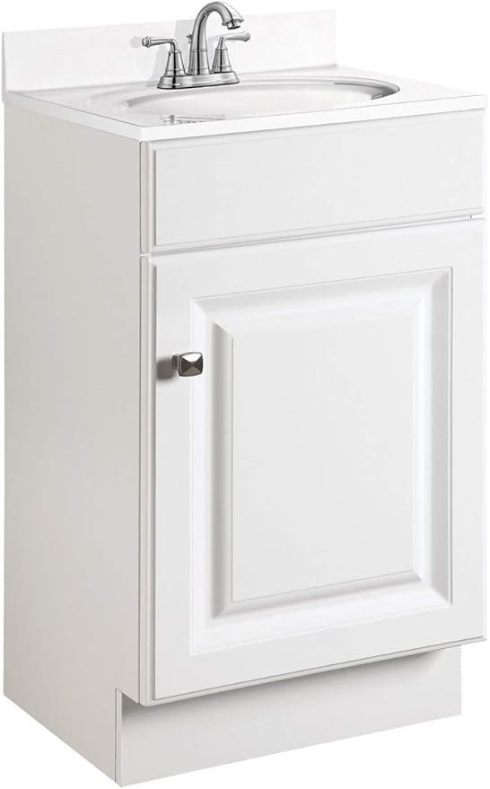 Design House 597112 Wyndham Unassembled Bathroom Vanity Cabinet Without Top, 18 x 16/1 Door, White
