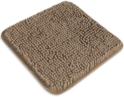 Small Bathroom Rug 12"x12" – Washable and Absorbent Mini Bath Mat, Non Slip, Thick Soft Chenille Bath Rugs for Bathroom, Shower, Locker Rug(Taupe)