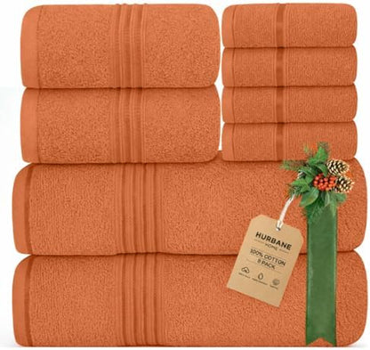 Orange Bath Towels for Bathroom – 100% Cotton, Thick, Soft, Luxury Bath Towels Set with 2 Extra Large Bath, 2 Hand, and 4 Washcloths – Plush, Absorbent, and Hotel-Quality Towels for Bathroom & Spa