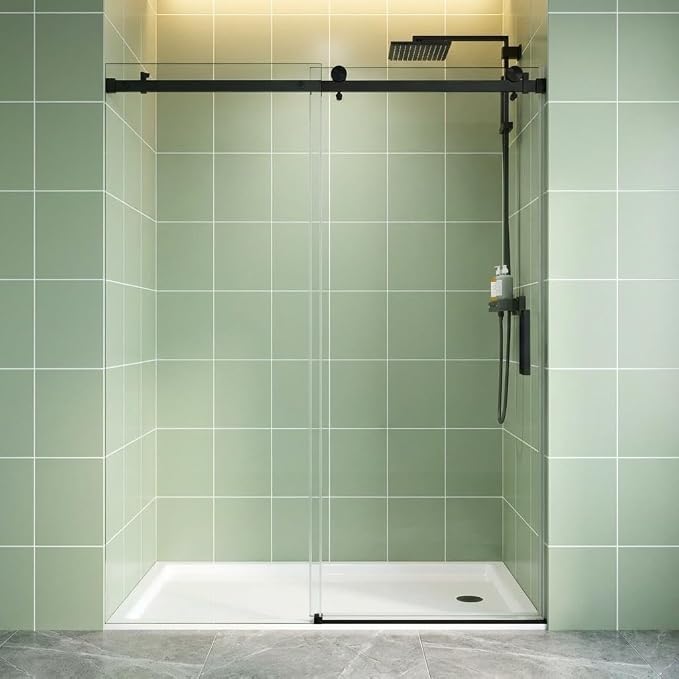 Shower Doors, Frameless Shower Door 44-48" W x 76" H, Sliding Glass with 1/4" (6mm) Clear Tempered Glass for Bathroom