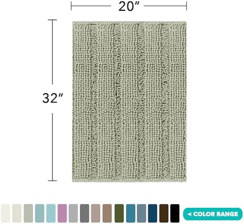 Turquoize Bathroom Rug 20"x32", Absorbent Chenille Bath Rug, Eucalyptus