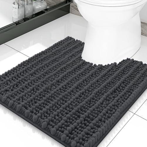 Smiry Bathroom Toilet Rugs U Shaped 20X20, Chenille Bath mats for Toilet