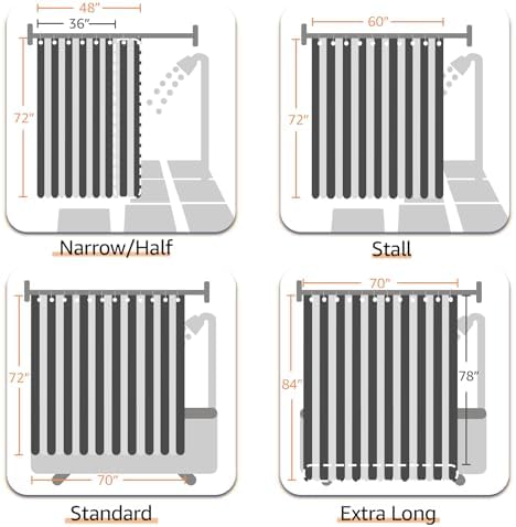 jinchan Hookless Shower Curtain Black and White Striped Waterproof Fabric Shower Curtains for Bathroom Hotel Spa Modern Elegant No Hook 70x72 Inches