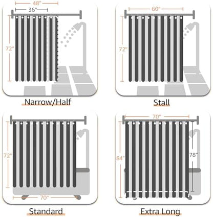 jinchan Hookless Shower Curtain Black and White Striped Waterproof Fabric Shower Curtains for Bathroom Hotel Spa Modern Elegant No Hook 70x72 Inches