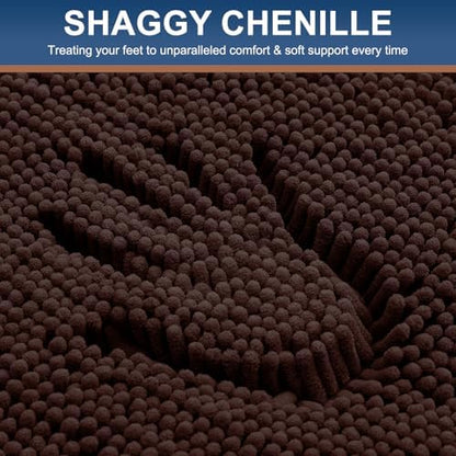 Smiry Bathroom Rugs 30X18, Luxury Chenille Extra Soft Absorbent Bath Mat
