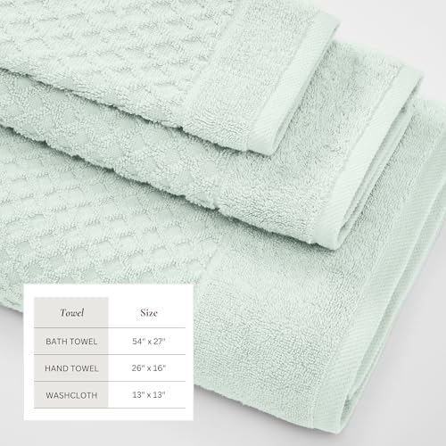 Great Bay Home Bath Towels - 100% Cotton 6 Piece Towel Set - Diamond Waffle Weave - Absorbent, Durable, Quick-Dry Towels for Bathroom (Pastel Blue)
