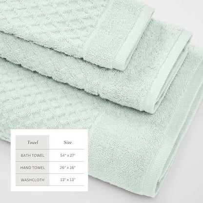 Great Bay Home Bath Towels - 100% Cotton 6 Piece Towel Set - Diamond Waffle Weave - Absorbent, Durable, Quick-Dry Towels for Bathroom (Pastel Blue)