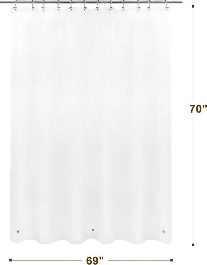 Barossa Design Frosted Shower Curtain Liner 69" x 70" with 3 Magnets - Waterproof PEVA Shower Liner for Bathroom/Stall, PVC Free, Metal Grommets - Frost, 69x70