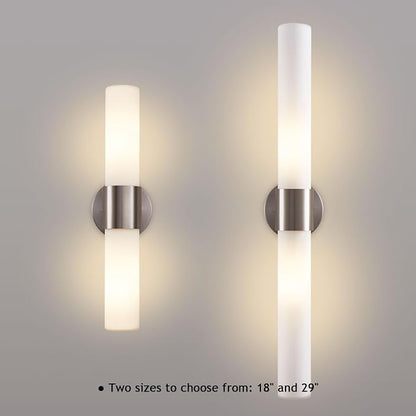 29" Modern Wall Sconce with Frosted Glass Shades, for Bathroom Mirror Bedroom Living Room Hallway, Brushed Nickel Finish