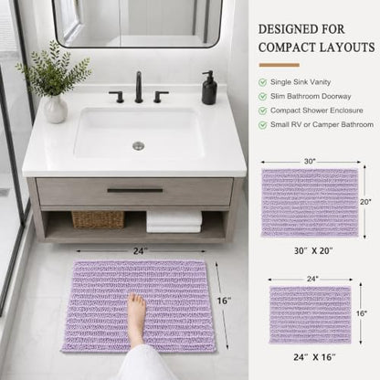 Arotive Bathroom Rugs Mat 24x16, Soft Absorbent Chenille Shaggy Bath Mat