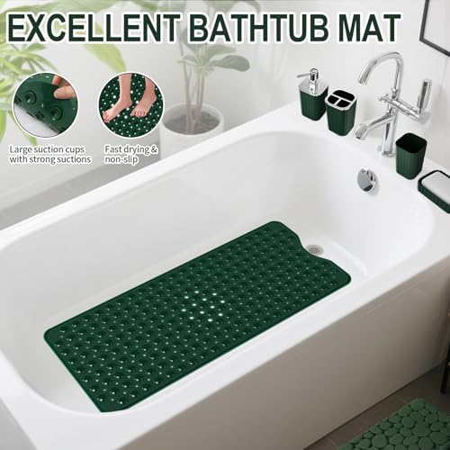 XLHOMO 26PC Bathroom Accessories Set - Gorgeous Green Bathroom Set, Bathroom Accessory Set, Shower Curtain Set with Bathtub Mats for Shower Tub, Trash Can & Soap Dispenser