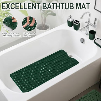 XLHOMO 26PC Bathroom Accessories Set - Gorgeous Green Bathroom Set, Bathroom Accessory Set, Shower Curtain Set with Bathtub Mats for Shower Tub, Trash Can & Soap Dispenser