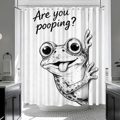 Extra Long 108x72 Inchs Shower Curtain Extra Tall Funny Frog XL Unique Humorous Shower Curtains for Large Bathroom Decor Sets, Waterproof Cloth Fabric with Hooks