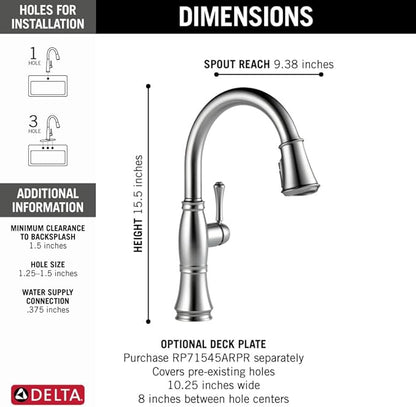 Delta Faucet Cassidy Brushed Nickel Kitchen Faucet, Kitchen Faucets with Pull Down Sprayer, Kitchen Sink Faucet, Faucet for Kitchen Sink with Magnetic Docking, Lumicoat Arctic Stainless 9197-AR-PR-DST