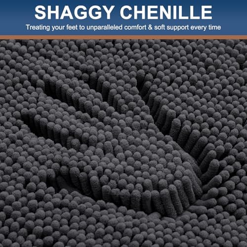 Smiry Bathroom Rugs 47X24, Luxury Chenille Extra Soft Absorbent Bath Mat