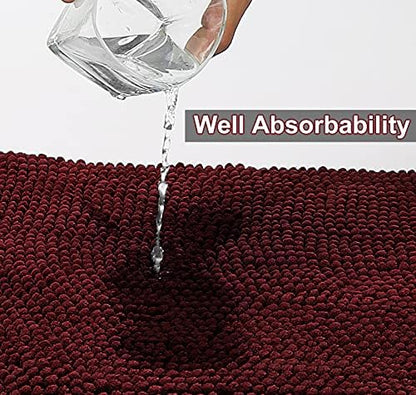 Urvoix Bathroom Rugs Sets 3 Piece, Non-Slip Chenille Bath Rug Set