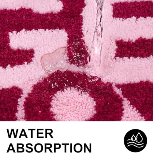 Hot Girl Shower Pink Bath Mat, Cute Tufted Bathroom Rug 24''x16''