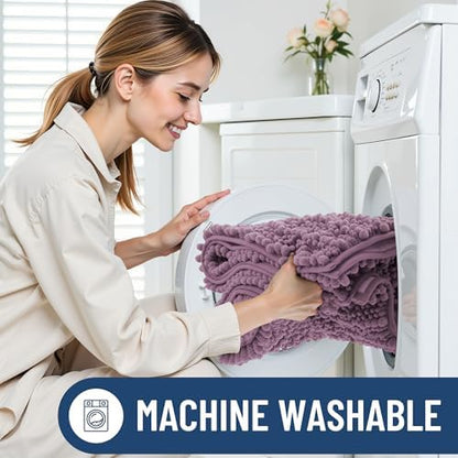 Smiry Bathroom Rugs 30X20, Extra Soft Rubber Backing Chenille Bath Mats