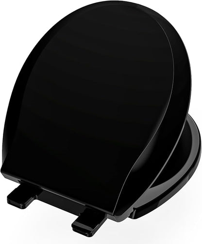 Toilet Seat Black, Toilet Seat Round 16.5 inch Soft Close Quiet, No Slam, Premium PP Material Easy Clean, B2B Available, Black