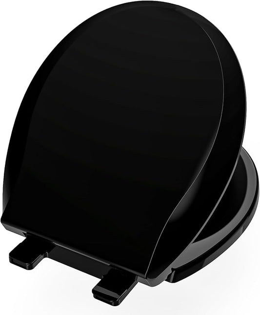 Toilet Seat Black, Toilet Seat Round 16.5 inch Soft Close Quiet, No Slam, Premium PP Material Easy Clean, B2B Available, Black