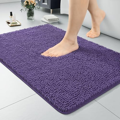 LOCHAS Luxury Bathroom Rug Shaggy Bath Mat 24 x 36 Inch, Dark Purple