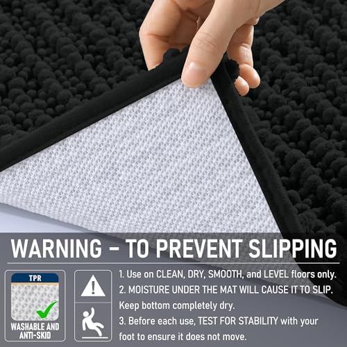 OLANLY Bathroom Runner Rugs 47x24, Thick Soft Absorbent Chenille Bath Rugs