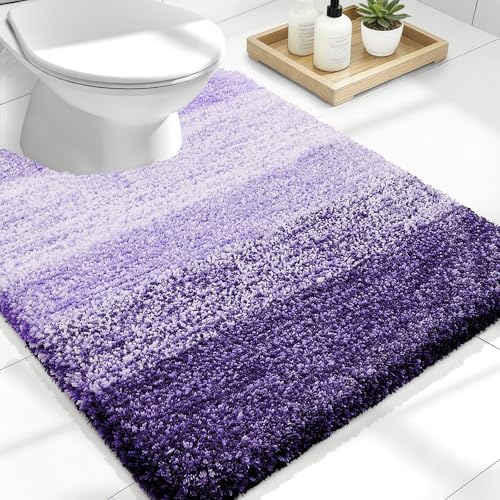 OLANLY Luxury Toilet Rugs U-Shaped 24x20, Soft Absorbent Microfiber Mat