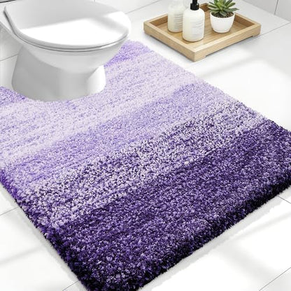 OLANLY Luxury Toilet Rugs U-Shaped 24x20, Soft Absorbent Microfiber Mat