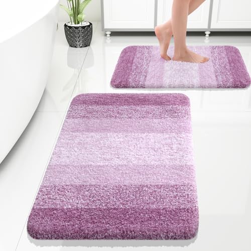 OLANLY Micorfiber Bathroom Rug Set 2 Piece, 30"x20"+24"x16"