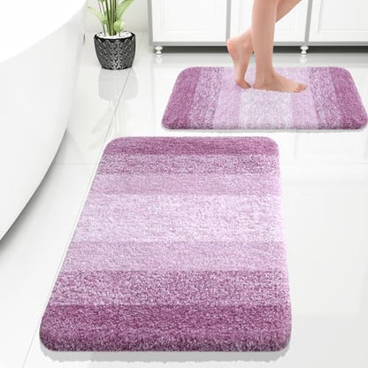 OLANLY Micorfiber Bathroom Rug Set 2 Piece, 30"x20"+24"x16"