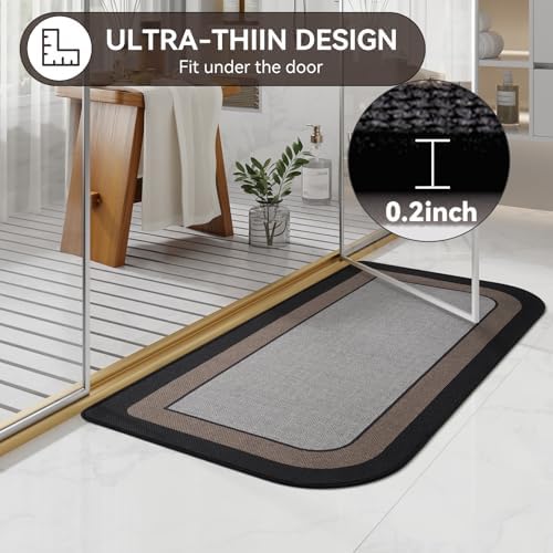 YDKGL Bathroom Runner Rug, Long Thin Bath Mat Fit Under Door, Grey 24x48