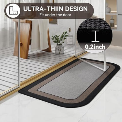 YDKGL Bathroom Runner Rug, Long Thin Bath Mat Fit Under Door, Grey 24x48