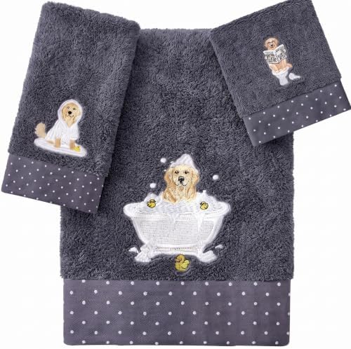Peryiter 3 Pack Golden Retriever Decorative Bath Towel Set