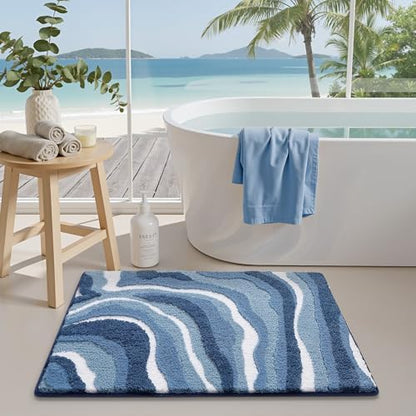 LUMI Coastal Bathroom Rug Soft Microfiber Absorbent Bath Mat 20x32