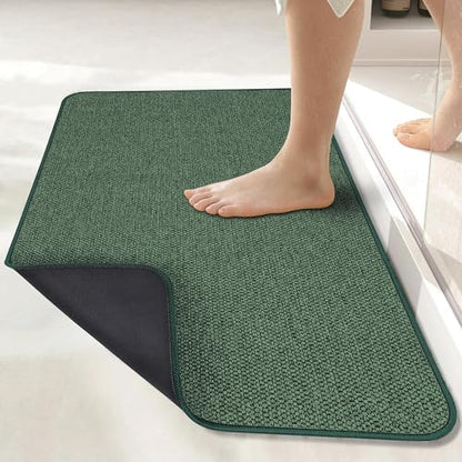 Bosap Bath Mat,Ultra Thin Bathroom Runner Rugs,Large Bath Mats for Bathroom,Quick Dry,Non-Slip,Machine Washable,Low Pile,Bath Rug,Shower Outside,Sink,Home Decor Accessories.Green,3'x4'(36x48inch)