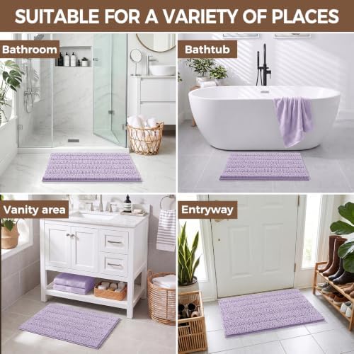 Bcoimo Bath Rug Mat,Chenille Extra Soft Lavender Bathroom Floor Shower Mats