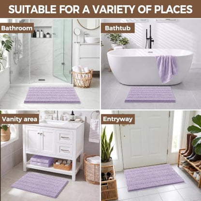 Bcoimo Bath Rug Mat,Chenille Extra Soft Lavender Bathroom Floor Shower Mats